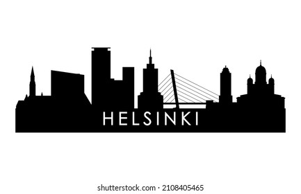 Helsinki skyline silhouette. Black Helsinki city design isolated on white background. 