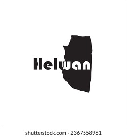 Helwan map and black lettering design on white background