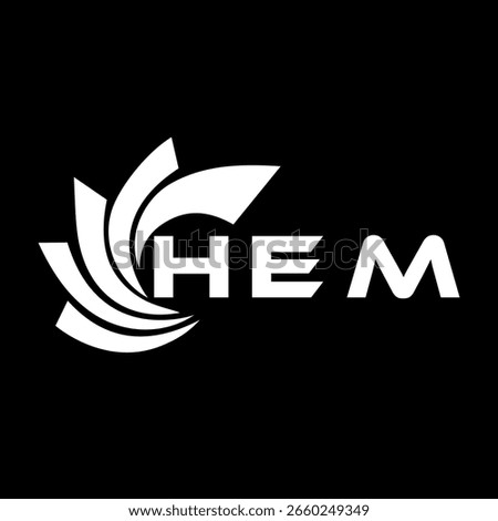 HEM letter design. HEM letter technology logo design on a Black background. 