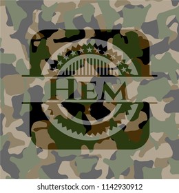 Hem on camouflage texture