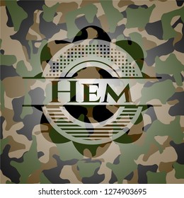 Hem on camouflaged pattern