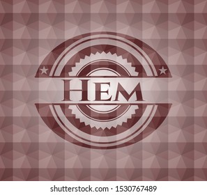 Hem red seamless polygonal badge.