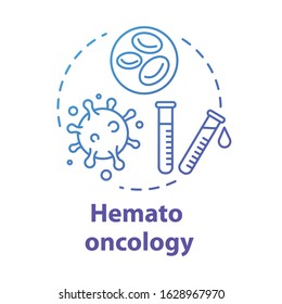 Hemato Oncology Concept Icon. Diagnosis, Treatment And Prevention Of Blood Diseases. Laboratory Virus Test Idea Thin Line Illustration. Vector Isolated Outline RGB Color Drawing