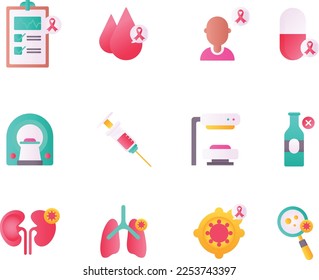 Hematología línea plana lindo conjunto de iconos con el concepto de células sanguíneas, vasos sanguíneos, esfigmomanómetro, prueba de adn, jeringa. ilustración de las señales de esquema para el día del donante sobre fondo blanco.