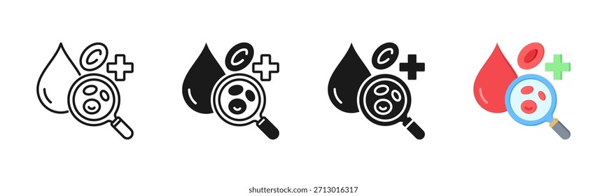 Icono de la hematología, sistema del icono de los estilos múltiples