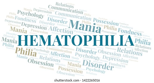 Hematophilia word cloud. Type of Philia.