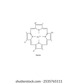 Diagrama de estrutura esquelética de heme.Pigmento biliar molécula de molécula ilustração científica.