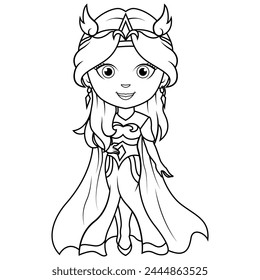 Hemera god of the day chibi mascot line art