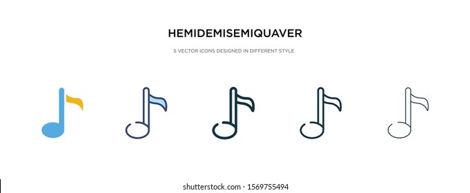 hemidemisemiquaver icon in different style vector illustration. two colored and black hemidemisemiquaver vector icons designed in filled, outline, line and stroke style can be used for web, mobile,