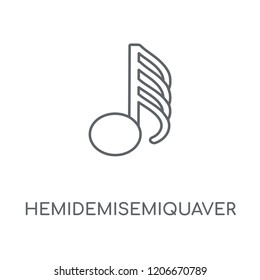 Hemidemisemiquaver linear icon. Hemidemisemiquaver concept stroke symbol design. Thin graphic elements vector illustration, outline pattern on a white background, eps 10.