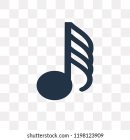 Hemidemisemiquaver vector icon isolated on transparent background, Hemidemisemiquaver transparency concept can be used web and mobile