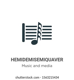 Hemidemisemiquaver vector icon on white background. Flat vector hemidemisemiquaver icon symbol sign from modern music and media collection for mobile concept and web apps design.