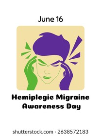 Hemiplegic Migraine Awareness Day, vertical poster, banner or flyer vector illustration design about health