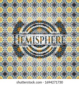 Hemisphere arabic emblem background. Arabesque decoration.