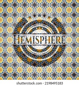 Hemisphere arabic emblem background. Arabesque decoration. 
