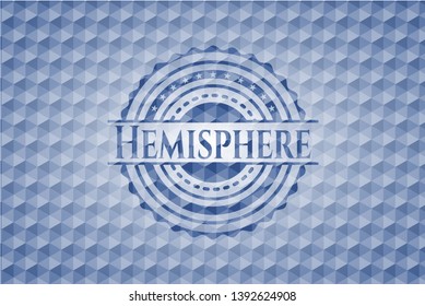Hemisphere blue badge with geometric pattern. Vector Illustration. Detailed.