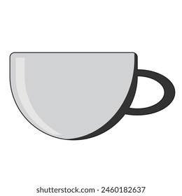 A hemisphere cup of tea, or coffee, or other beverage, isolated on white backdrop (background). External stroke can be easily deleted by one click. Food and drinks. Vector illustration.