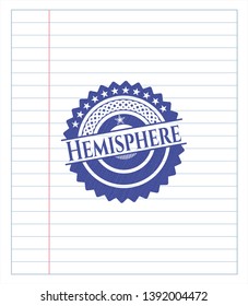 Hemisphere draw with pen effect. Blue ink. Vector Illustration. Detailed.