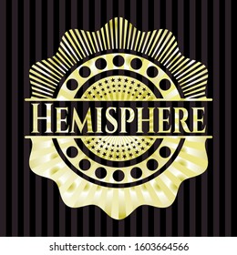 Hemisphere golden emblem or badge. Vector Illustration. Detailed.