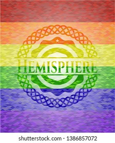 Hemisphere lgbt colors emblem. Vector Illustration. Mosaic.
