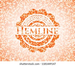 Hemline abstract orange mosaic emblem