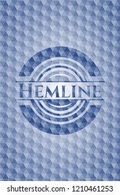 Hemline blue polygonal badge.