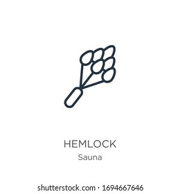 Hemlock icon. Thin linear hemlock outline icon isolated on white background from sauna collection. Line vector sign, symbol for web and mobile