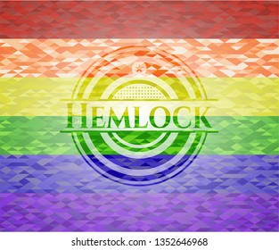 Hemlock on mosaic background with the colors of the LGBT flag