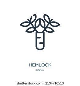Hämmlock dünne Linie Symbol. Natur, schöne Linearsymbole aus dem Saunakonzept isoliert Umriss. Vektorgrafik-Symbol-Element für Webdesign und Apps.