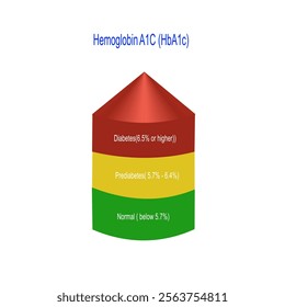 Hemoglobin A1C, HbA1c test results, glycated hemoglobin, A1C Blood Sugar Test, Diabetes Mellitus, vector illustration
