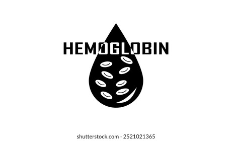 Emblema de la hemoglobina, silueta aislada negra
