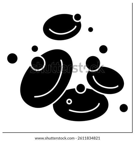 Hemoglobin glyph icon. Protein responsible for transporting oxygen in blood. Iron-containing protein. Anemia concept. Filled flat sign. Isolated silhouette vector illustration
