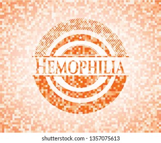 Hemophilia abstract emblem, orange mosaic background