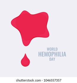 Hemophilia awareness poster. Pool of blood and a drop on white background. Haemophilia disease, bleeding disorder awareness symbol. Medical concept. Isolated vector illustration.