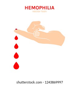 Hemophilia disease icon. Editable vector illustration in beige and red colors isolated on white background. Medical, health care and educational concept useful for logotype, infographic or print design