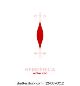 Hemophilia disease icon. Editable vector illustration in pink and red colors isolated on white background. Medical, health care and educational concept useful for logotype, infographic or print design