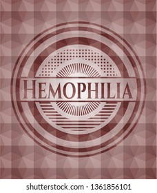 Hemophilia red emblem with geometric pattern background. Seamless.