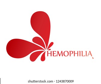 Hemophilia unique image. Editable vector illustration in bright red color isolated on white background. Medical, health care and educational concept useful for logotype, infographic or print design