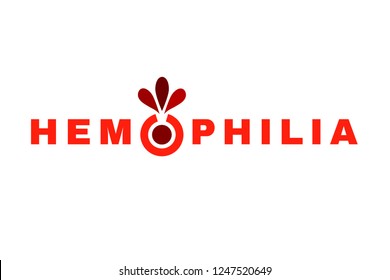 Hemophlia unique lettering. Editable vector illustration in bright red color isolated on white background. Medical, health care and educational concept useful for logotype, infographic or print design