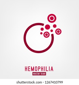 Diseño de logotipo único en hemophlia. Ilustración vectorial editable en color rojo aislada en fondo blanco. Concepto médico, de salud y educativo útil para el logotipo, símbolo de evento o creación de signos