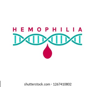Hemophlia unique logo design. Vector illustration in red and green colors isolated on white background. Medical, health care, educational concept useful for logotype, infographic or print creating
