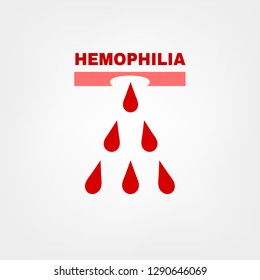 Hemophlia unique logo design. Vector illustration in bright red color isolated on white background. Medical, health care and educational concept useful for logotype, infographic or print creating