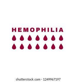 Hemophlia vector image. Editable vector illustration in dark red color isolated on white background. Medical, health care and educational concept useful for logotype, infographic or print design