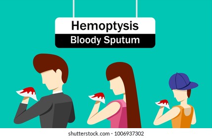 Hemoptysis Or Bloody Sputum In Vector Art Design