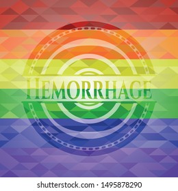 Hemorrhage emblem on mosaic background with the colors of the LGBT flag
