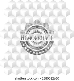 Hemorrhage grey badge with geometric cube white background