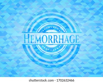 Hemorrhage light blue emblem with mosaic background. 