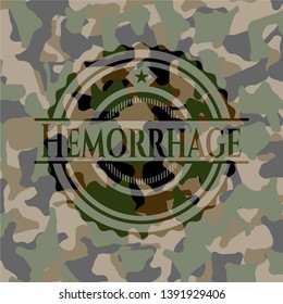 Hemorrhage on camo pattern. Vector Illustration. Detailed.