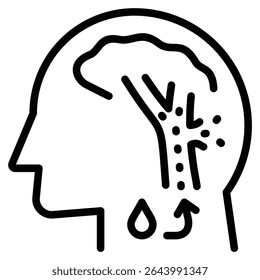 Ilustración vectorial de línea de icono de accidente cerebrovascular hemorrágico