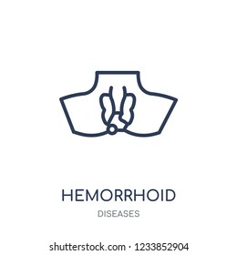 Hemorrhoid icon. Hemorrhoid linear symbol design from Diseases collection. Simple outline element vector illustration on white background
